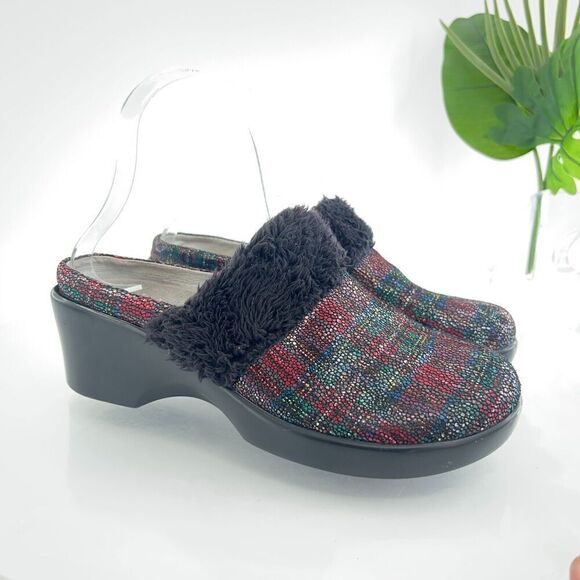 Alegria Women's Isabelle Mule Size 37 7 Tartan Leather Red Lines Slip On Comfy - Picture 2 of 14